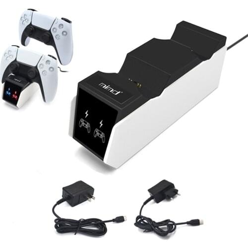 For PS5 Controller Charger Dual Charging Dock Station Stand LED Display with AC Power Adapter PS5 Fast Charger