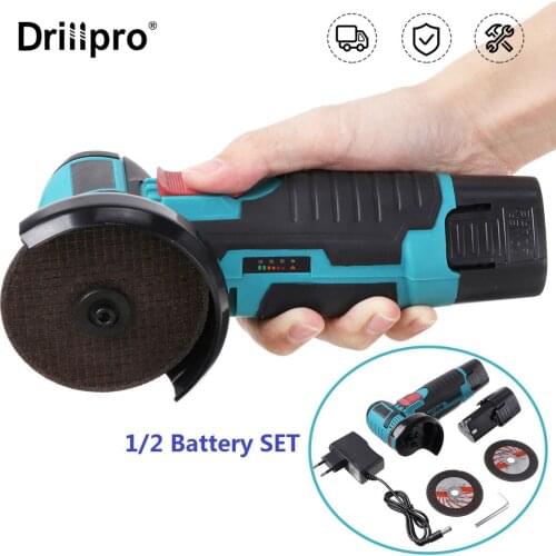 Drillpro Electric Angle Grinder 19500rpm Brushless W/Battery Impact Angle Grinder Electric Tool Polisher Mini Cutting Machine