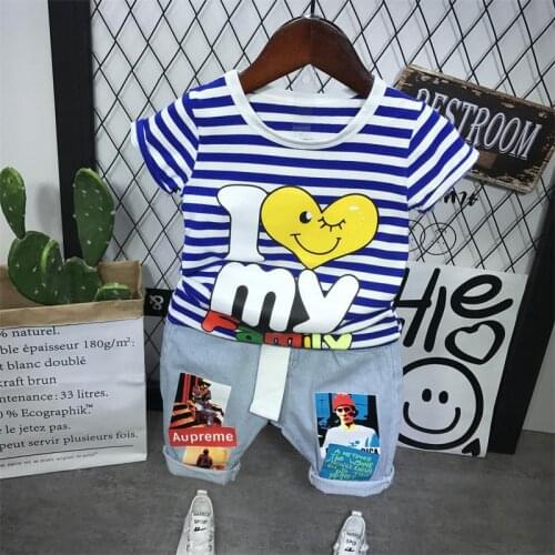 New Summer style Cotton Cartoon Short sleeved T-shirt + shorts infant clothes 2pcs baby clothing sets baby boy clothes