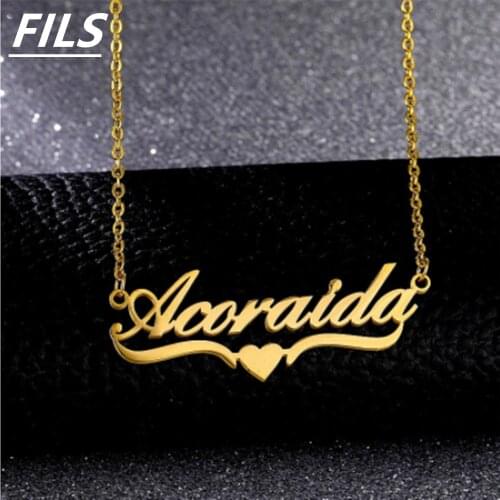 Personalized Custom Name Necklace Heart Women Stainless Steel Nameplate Pendant Choker Necklace for Women Personality Name Gift