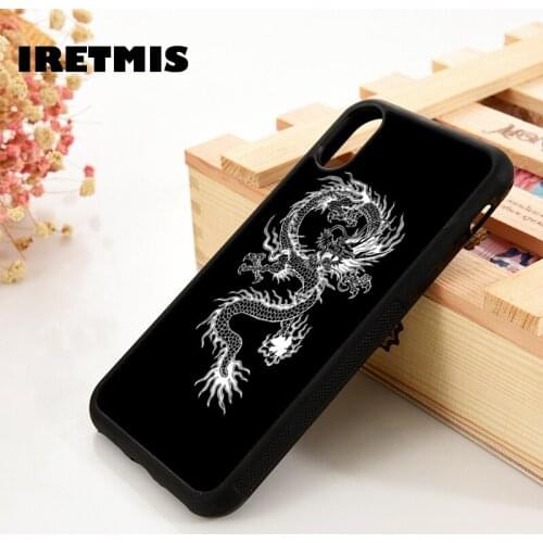 Iretmis 5 5S SE 6 6S TPU Silicone Rubber Phone Case Cover for iPhone 7 8 Plus X Xs 11 12 MINI Pro Max XR Chinese Dragon Pattern