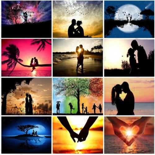 Diamond Painting Kit Lovers Couple Sunshine Shadow Full Drill Embroidery Mosaic Cross Stitch DIY Rhinestone 5D Handmade LoveGift