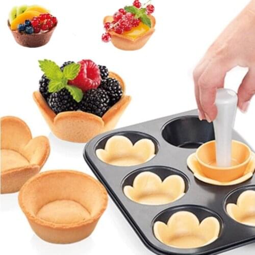 Pastry Dough Tamper Kit Kitchen Flower Round Cookie Cutter Set Cupcake Muffin Tart Shells Mold