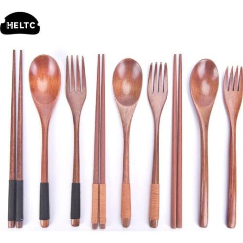 3pcs Korean Dinnerware Set Wooden Tableware Set Spoon Fork Chopsticks Luxury Cutlery Set Gift Flatware Dishwasher Safe