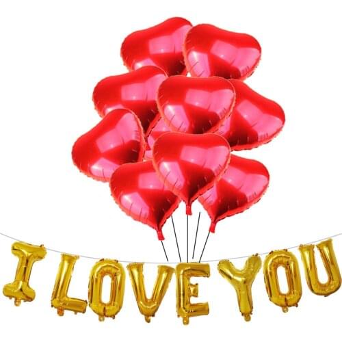 Wedding balloon set 18-inch red heart-shaped balloon air balloon I love you golden balloon aluminum foil set
