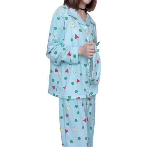 New Long-sleeved Pajamas Cartoon Spring Autumn Sweet Cute Geometric Korean Home Service 2021 Female Pull Frame Cotton Pajamas