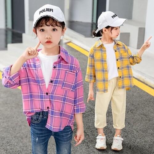 Teenage Girls Clothing Spring Autumn Cute T-shirt Fashion Plaid Top Boutique Outfits одежда для девочек 14 лет Ofertas Relampago