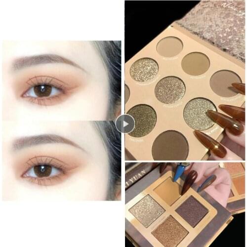 XIYUAN 9/4 Color Palette Glitter Eyeshadow Pearlescent Diamond Bright Shimmer Make Up Waterproof Sequins Smoky Shadows Cosmetics