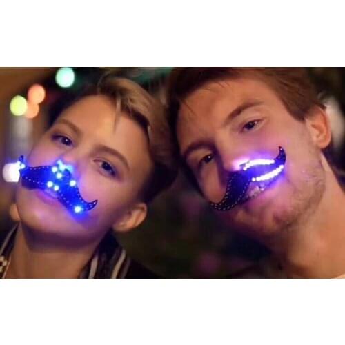 Holiday Lighting LED Beard Modeling Mask Halloween Christmas Sexy Beard Personality Discoloration Mask for party Christmas