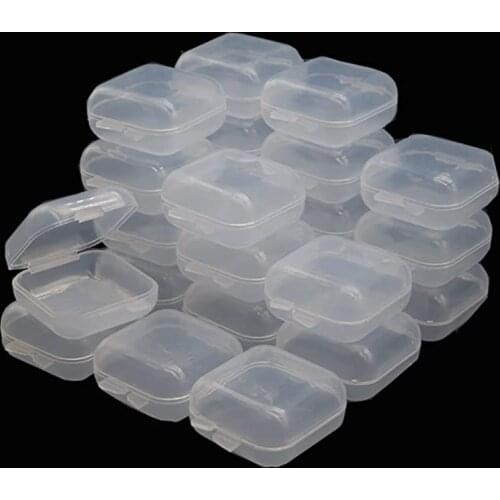 1-10cps Clear Small Plastic Storage Box for Jewelry Beads Earring Jewelry Container Transparent Mini Square Box Case Container