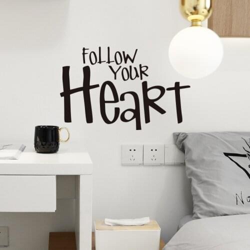FOLLOW YOUR HEART Wall sticker WordArt Living room bedroom wallpaper kids rooms home decoration mural English Proverbs stickers