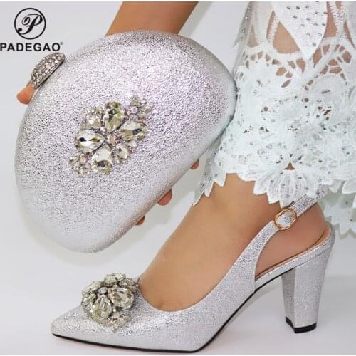2020 Fashion African Design High Heels Shoes and Bag To Match Italian Shoes and Bag Set Nigerian Ladies Party shoes and Bag