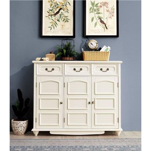 American-style solid wood shoe cabinet storage entrance cabinet integrated European-style door storage cabinet side cabinet