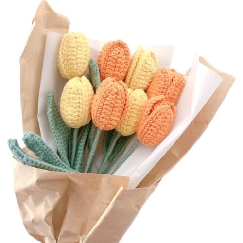 Tulip Crochet Kit Needlework Flower DIY Knitting Crocheting Craft kits handmake With Materials instruction vedio