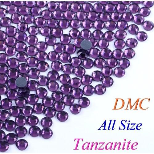 All Size! Tanzanite, DMC Hotfix Rhinestone SS6 SS10 SS16 SS20 SS30 Glass Crystals Stones Hot Fix Iron-On FlatBack With Glue