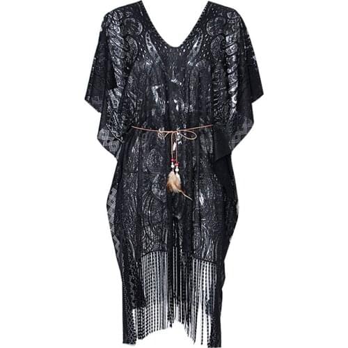Ladies Pareo Tunic Beachwear Summer Crochet Tassels Beach Cover-Up Swimwear Feminino Plage Beach Outing Saida De Praia Fashion