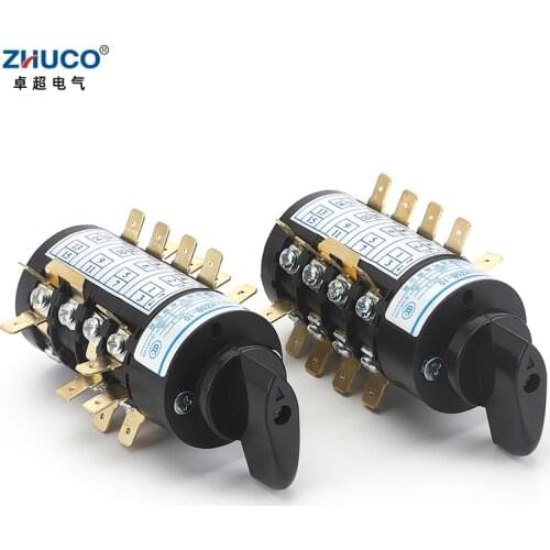 ZHUCO HZ5B-20/4.CCC 4.BBB 20A 660V 4 Phase Sliver Contact Rotary Cam Transfer Combination Switch For Electric Welding Machine