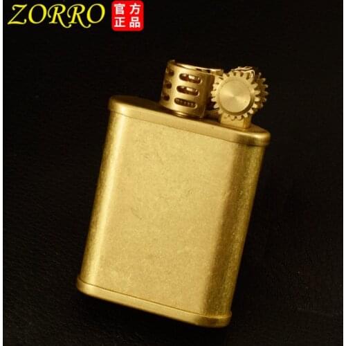 ZORRO Retro Super Brass kerosene lighter trench gasoline oil lighter petrol cigarette lighter -5.8*3.7cm 70g