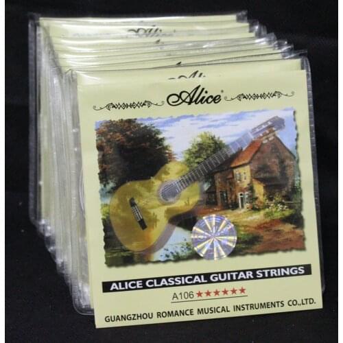 10 Set Alice A106 Clear Nylon Silver-Plated Copper Alloy Classical Guitar Strings