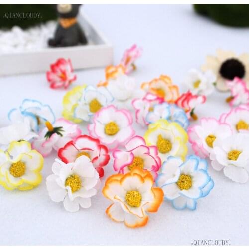 100 pieces Artificial Silk Plum Flowers Heads DIY Scrapbook Wreath Gift box Craft Floral Wedding decoration B95