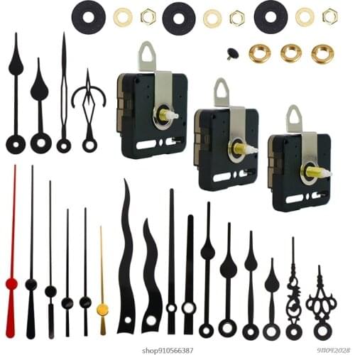 3Pcs DIY Silent Long Shaft Quartz Clock Movement Mechanism Kit with 6 Different Pairs of Hands Repair Parts Replacement Dropship