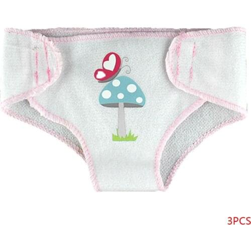 3 Pcs Reusable Baby Dolls Interactive Cloth Diaper Pants Set Nappy 17 Inch 43cm Accessories