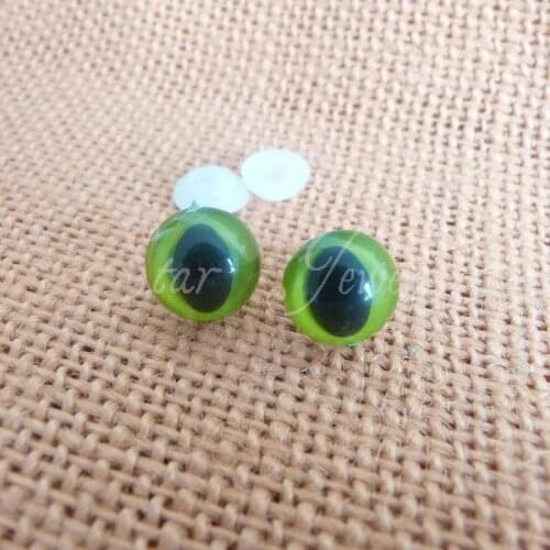 300pcs/lot 14mm green color toy cat eyes + white washers/#cd