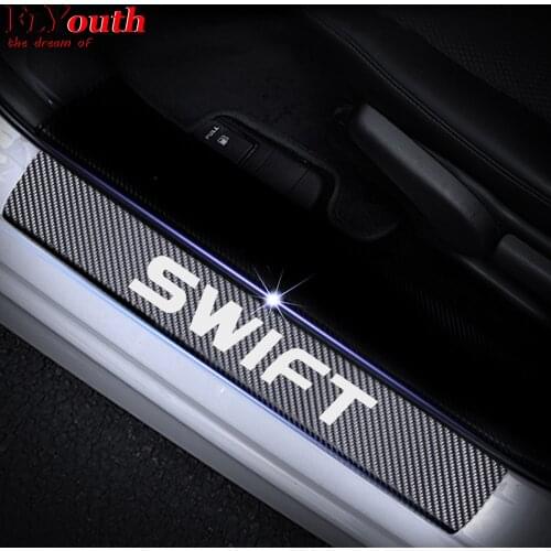 Car Door Sill Guard Sticker Film 4pcs Anti Scratch Carbon Scuff Pedal Guards Cover For Suzuki Swift Car Styling