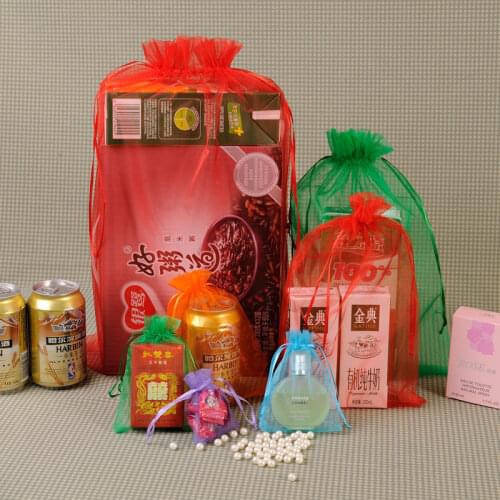 50pcs Drawable Organza Bags 7x9 9x12 10x15 11x16 13x18cm Jewelry Packaging Birthday Christmas Wedding Party Gift Pouch Bag 7Z