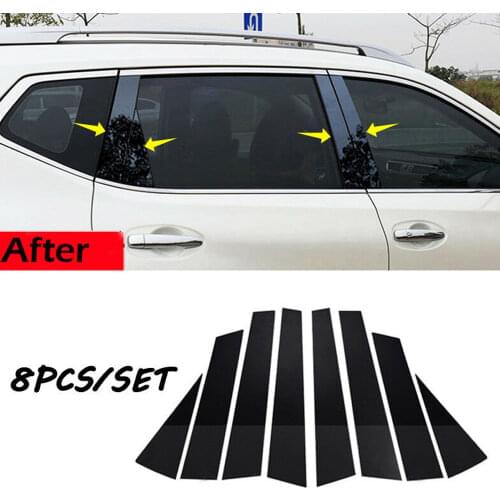 8pcs Car Door Trim Black Pillar Posts For Nissan X-Trail Rogue 2014 2015 2016 Styling Moulding Strip Auto Scratch Protector