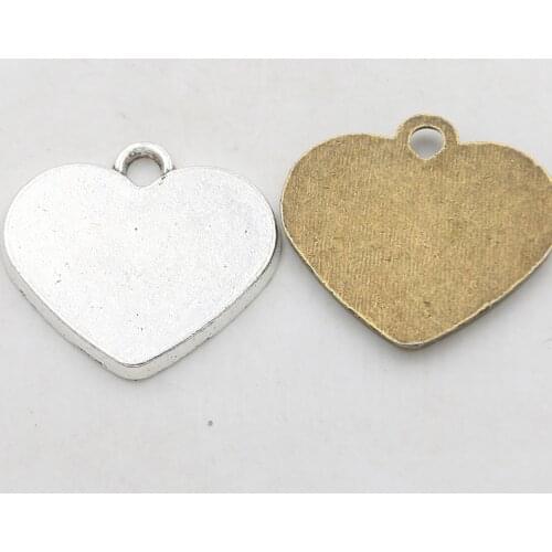 8PCS 21*23mm 2 Color Two Sided Smooth Surface Charms Heart Pendant Jewelry Metal Alloy DIY Necklace Bracelet Handmade Marking