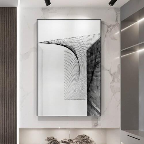 Abstract Canvas Poster Sketching Lines Painting Picture Wall Art Print for Living Room Modern Black and White Picture Home Decor