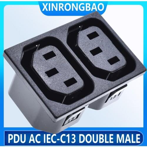 PDU AC IEC-C13 double male ac socket 3 hole 1.2position 10A250V power UPS connector cabinet electric interface black
