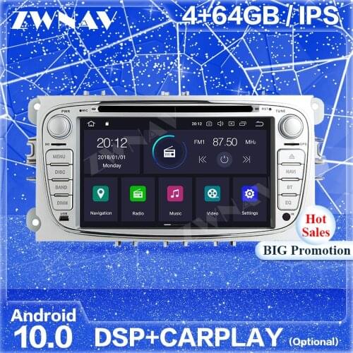 Carplay IPS Android Screen For FORD Focus S-MAX Mondeo C-MAX Galaxy Auto Radio Audio Stereo Multimedia Player GPS Navi Head Unit