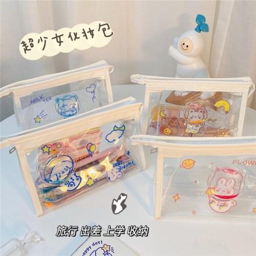 Quicksand Transparent Pencil Case for Girls Pencil Bag Student Stationery Storage Cosmetic Bag Pencilcase Kawaii School Supplies