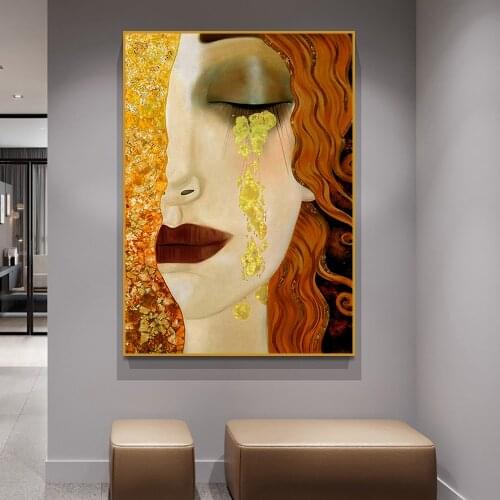 Gustav Klimt Works Kiss Decoration Mural Color Poster Canvas Painting and Living Room Wall Art Prints for Modern Home Decor