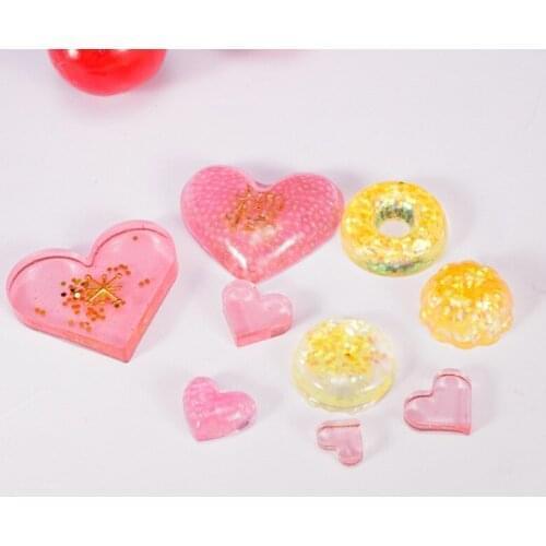Kawaii Resin Heart Cabochon Silicone Molds DIY Dried Flowers Clay Molds Cute Mini Puffy Heart UV Resin Pendant Mold