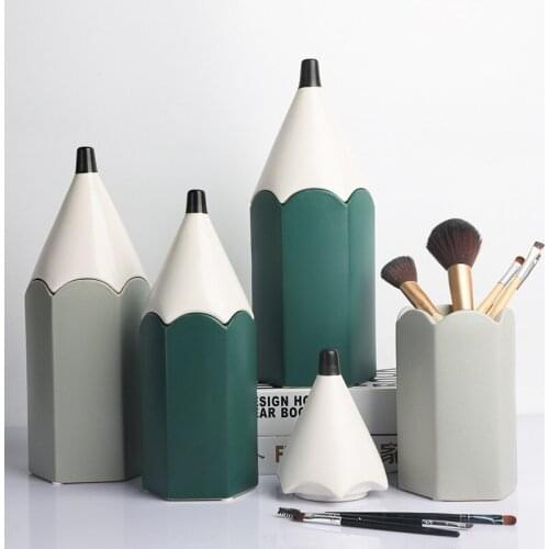 Ceramic Storage Tank Creative Pencil Shape Sundries Storage Container Bottle Modern Storage Ornaments Home Room Decoration Jar
