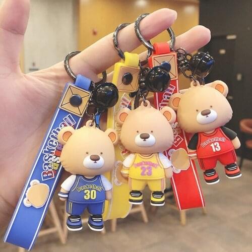 Creative Sports Lucky Bear Key Chain Men and Women Trend Backpack Pendant Keyring Car Resin Keychain Gift