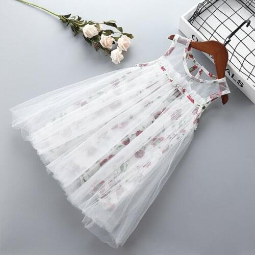 Summer Girl flower dresses children clothing casual beach dress for 2-7T kids floral sleeveless garment princess dress Clothes