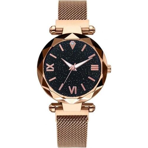 80%HOT Women Elegant Starry Mesh Band Quartz Wrist Watch for Daily Life