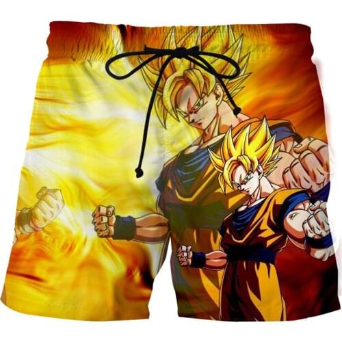 Newly released goku anime beach pants Summer surf shorts Mens 3D Running Beach Pants Breathable and quick-drying short sleeves