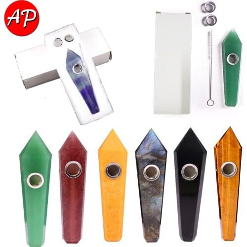 Natural Quartz Crystal Pipe Smoking Tube Dream Amethyst Point Rod Treatment Gem Cigarette Pipe For Man Gifts