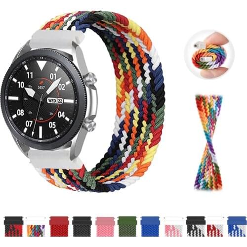 Nylon Strap For Samsung Galaxy Watch 3 Active 2 Braided Solo Loop Bracelet For Huawei Amazfit GT2 GTR GT2e Bip Universal Wristba