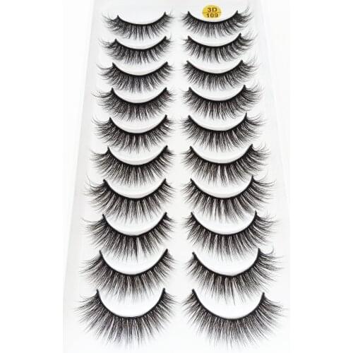 NEW 10 Pairs 3D Soft Mink Hair False Eyelashes Handmade Crisscross Wispy Fluffy Long Lashes Natural Eye Makeup Tools Eye Lashes