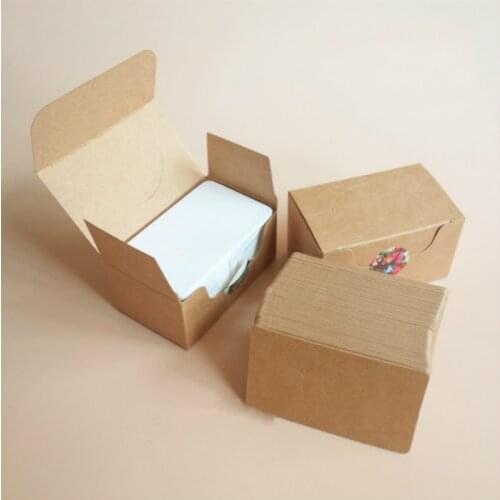 100pcs Card Paper Oficina Business Card 9*5.4cm Brown Kraft Paper Black White Blank DIY Postcard 350gsm Word Note Message Card