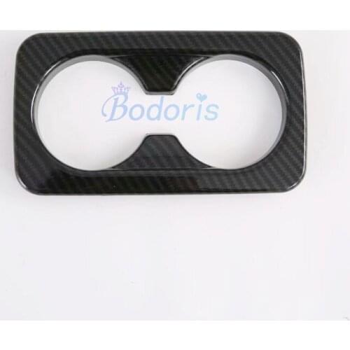 For KIA SELTOS 2019 2020 Carbon Fiber look Rear Seat Cup Buttle Drinks Holder Trim Frame Panel Garnish Molding Ring Accessories