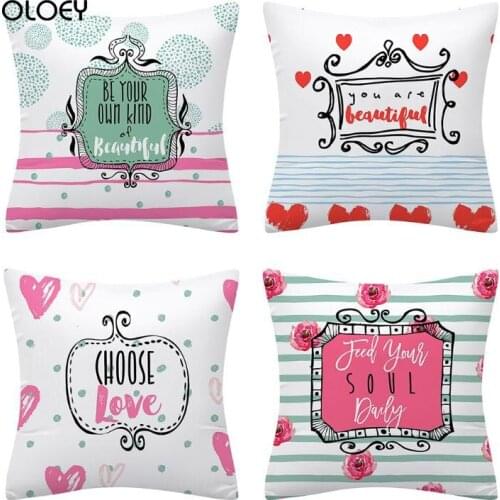 Valentines Day Romantic Gift Love Letter Polyester Cushion Cover Home Bedroom Hotel Car Decoration Cushion Cover Wedding Gift