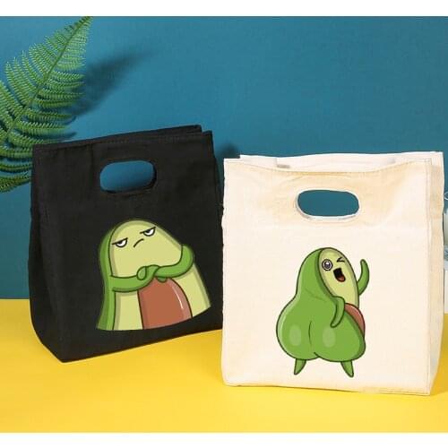 Avocado Fruit Cartoon Insulated Heat Lunch Bags Thermal Women Picnic Bento Box Boys Thermo Pouch Fresh Keeping Food Container