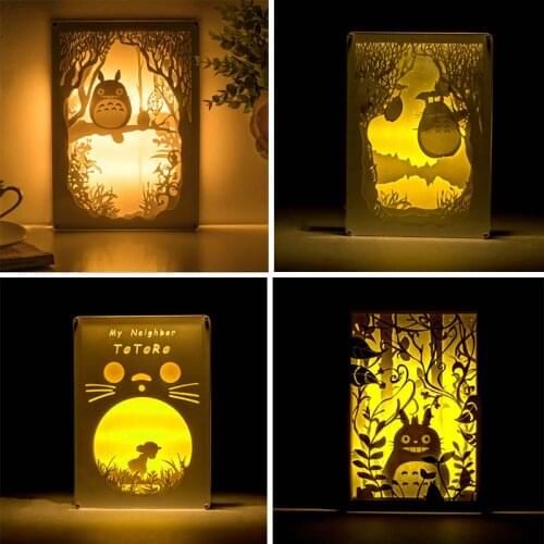 Japanese Cartoon MovieTonari no Totoro Paper Carving LED Night Light Home Decorative LED Table Lamp 3D Gifts for Xmas Birthday